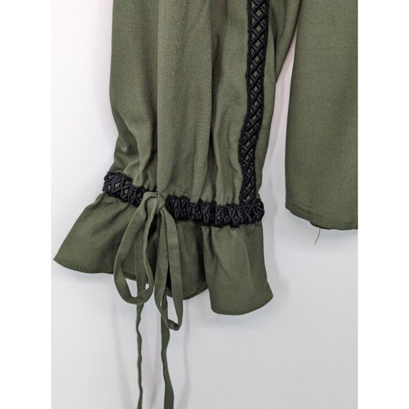 Hot Topic Steampunk Button Up Shirt Women Size M Ruffle Lace Whimsigoth Regency - Picture 7 of 9